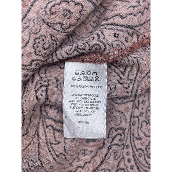 Lucky Brand Burnt Orange Paisley Tiered Midi Dress Long Sleeve Boho Chic Size M - Picture 11 of 11